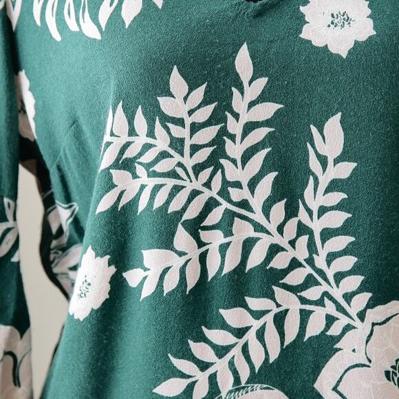 Ella Moss Tropical Green Bell Sleeve Shift Dress size S - Picture 3 of 8